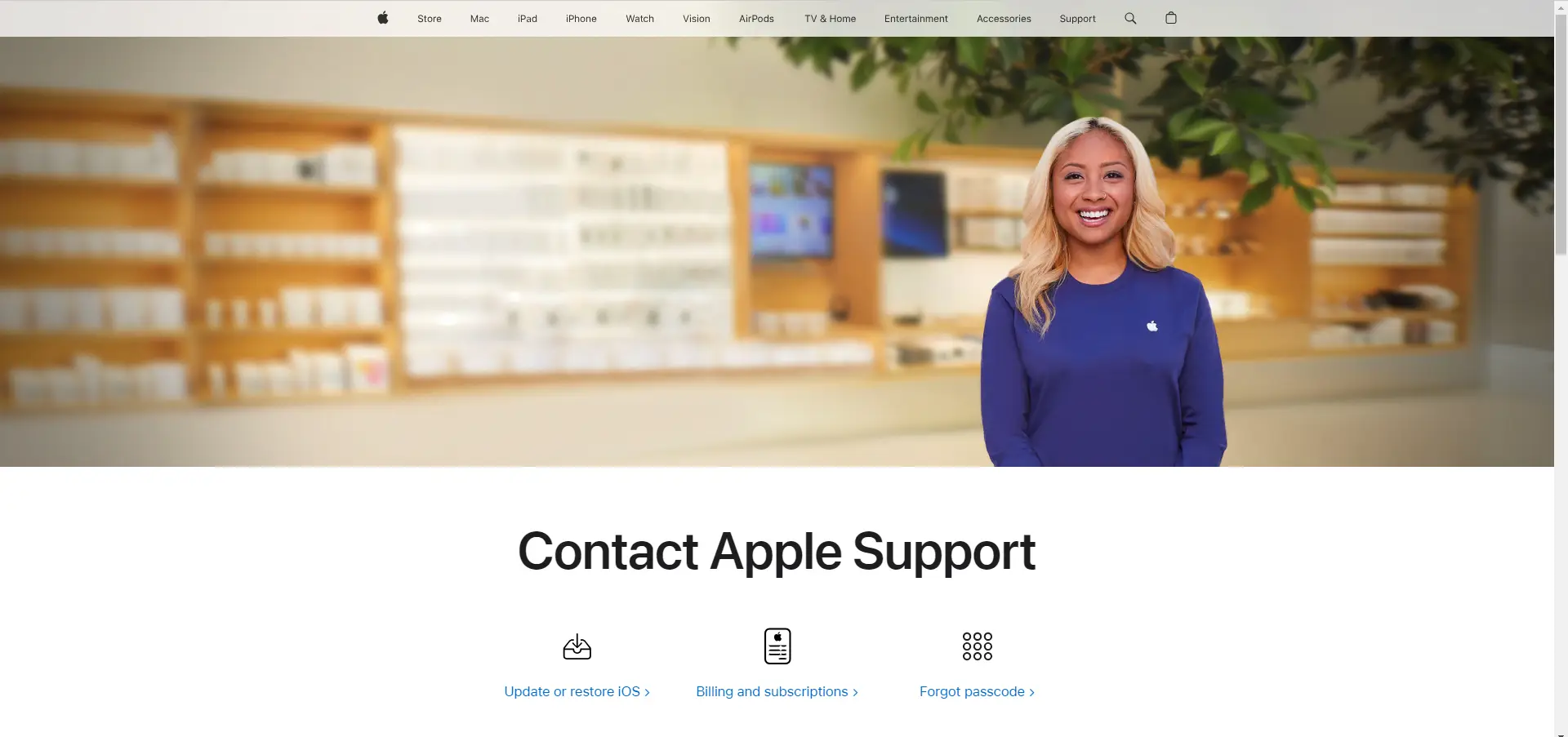 Contact Apple Support Banner